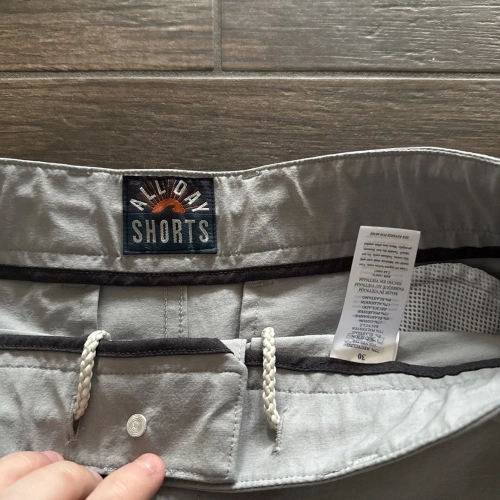 Faherty All Day Shorts Men 30 Gray 7 Inseam Stretch Lightweight